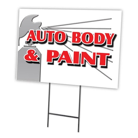 Auto Body & Paint Yard Sign & Stake Outdoor Plastic Coroplast Window